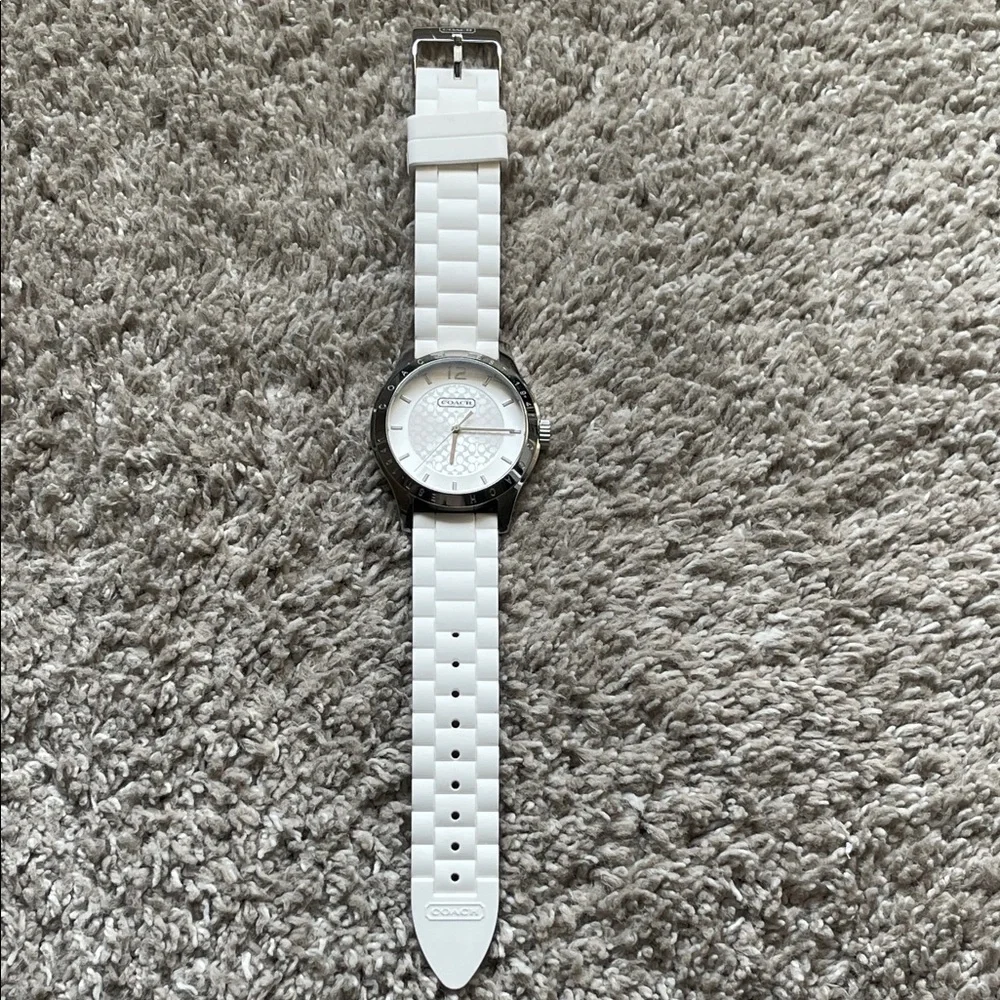 Coach Woman’s Silver and White Silicone Watch, 40.0 mm